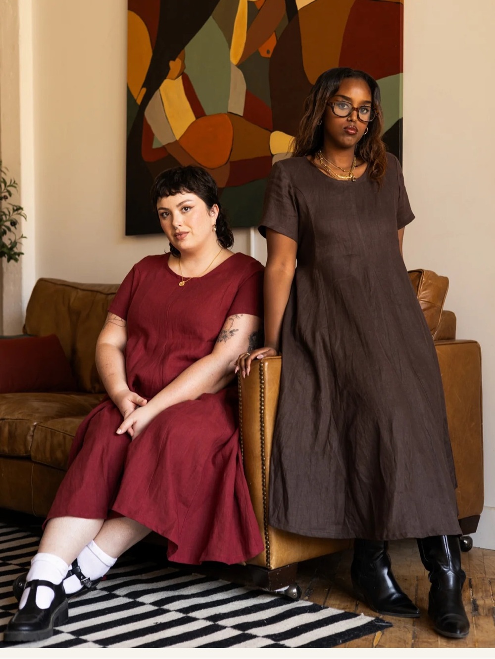 Lights of All Linen Women’s Brown Linen A-Line Dress - Picture 6 of 9